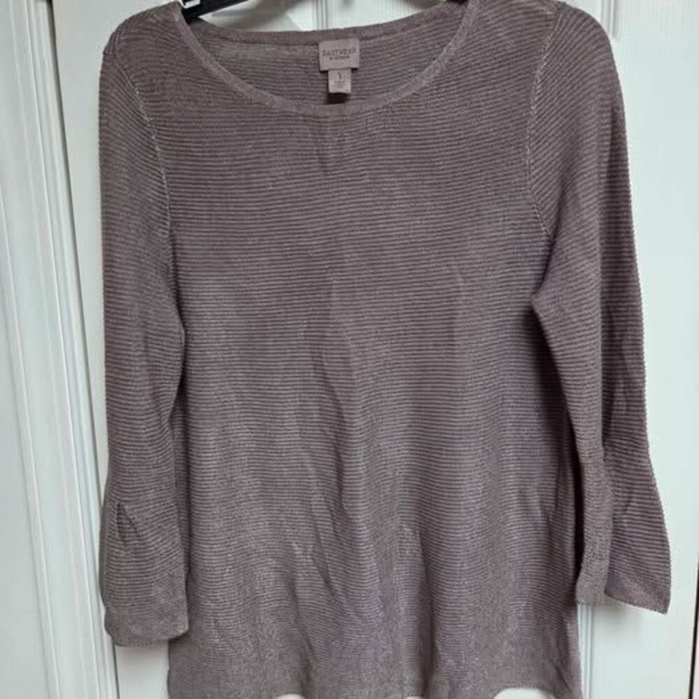 Easywear by Chico's womens 1 brown with shimmer and 3/4 length bell sleeves